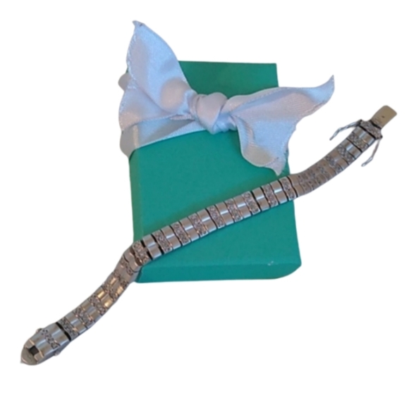 Sterling Silver Double Channel Set CZ Tennis 7.0" Bracelet with Safety - Picture 1 of 9